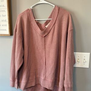 Belk Mauve V-Neck Waffle Knit Sweater